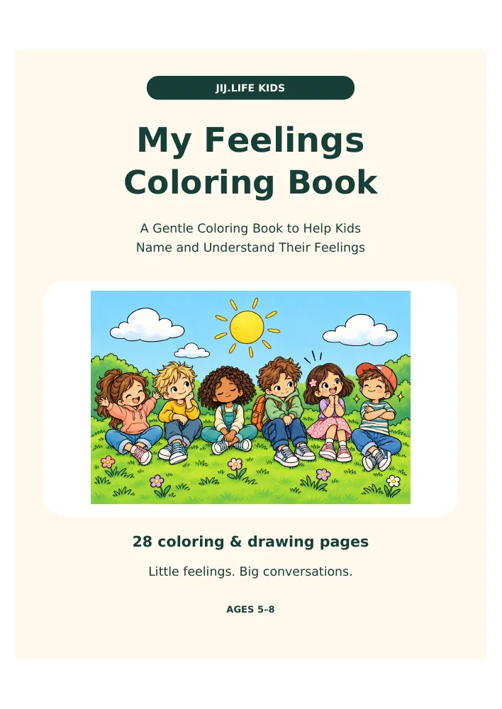 [JIJ-FEELINGS-PDF-EN-A4] My Feelings Coloring Book – Digitale PDF (Engels, A4)